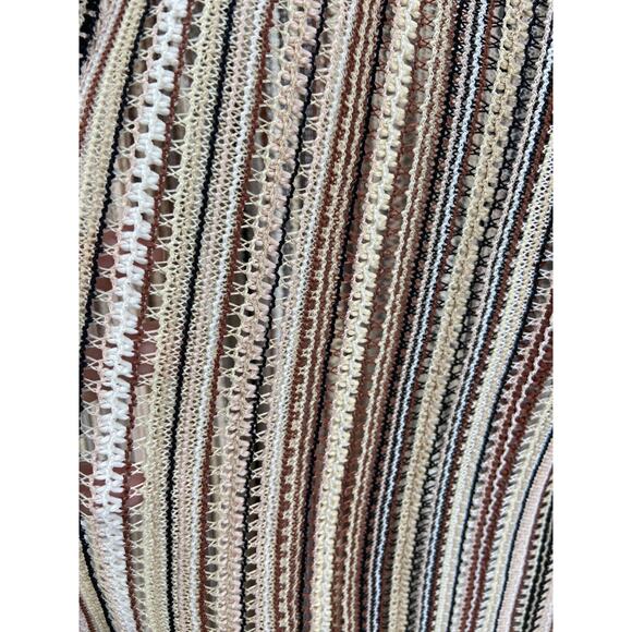 New G by Giuliana Cardigan Sz S Duster Brown Stripe 3/4 Sleeve Open Front Duster - Picture 4 of 8